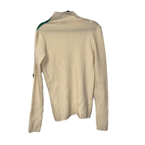 United Colors of Benetton Womens High Neck Sweater Green Stripe Cream‎ XL Wool - Picture 4 of 9